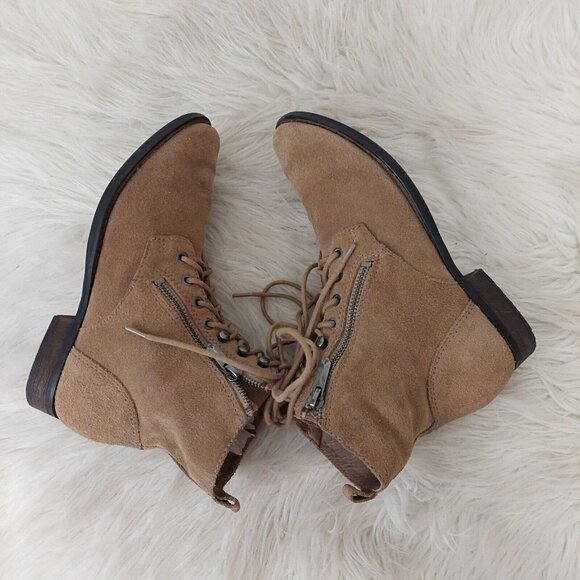 Sam Edelman Mackay Womens Size 6 Ankle Boots Brown Nubuck Side Zip Combat Style - Picture 8 of 11